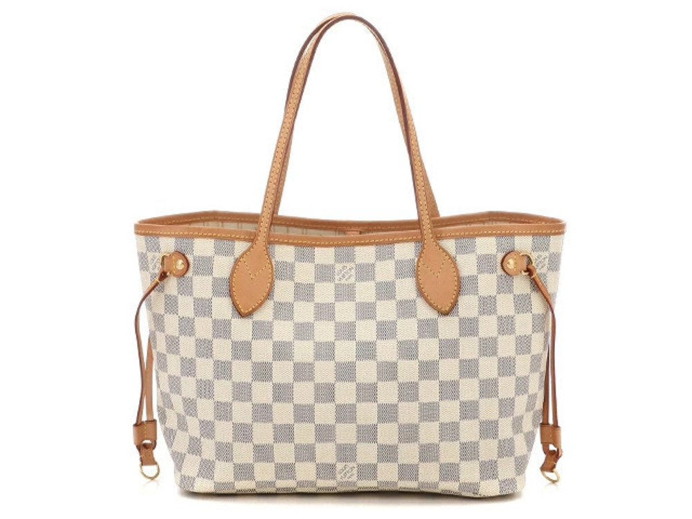 Louis Vuitton Azur Damier White Neverfull Bag Tote White